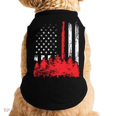 Thin Red Line American Flag Wildland Firefighter Shirts Gift Doggie Tank