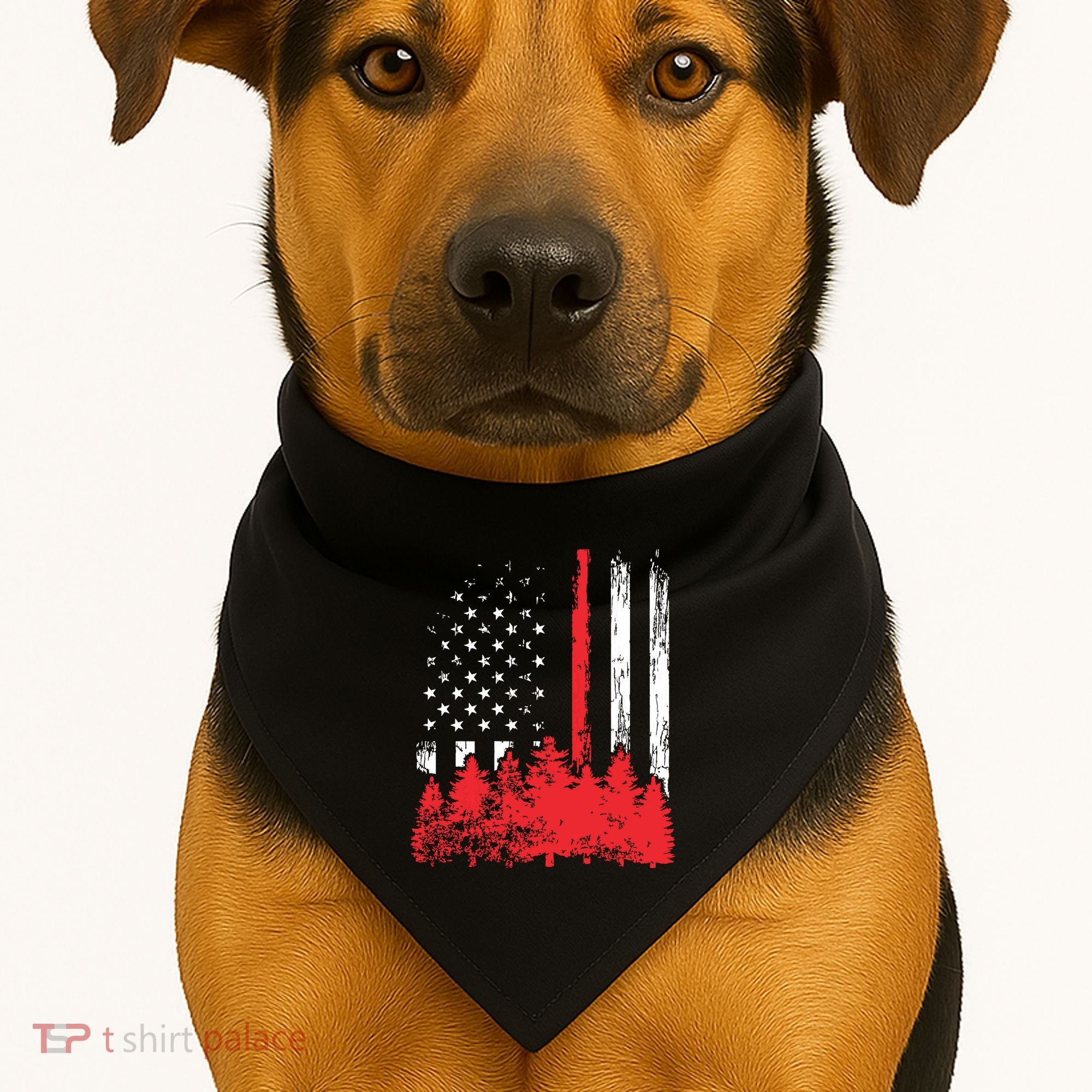 Thin Red Line American Flag Wildland Firefighter Shirts Gift USA-Made Doggie Bandana
