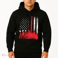 Thin Red Line American Flag Wildland Firefighter Shirts Gift Hoodie thumb 2