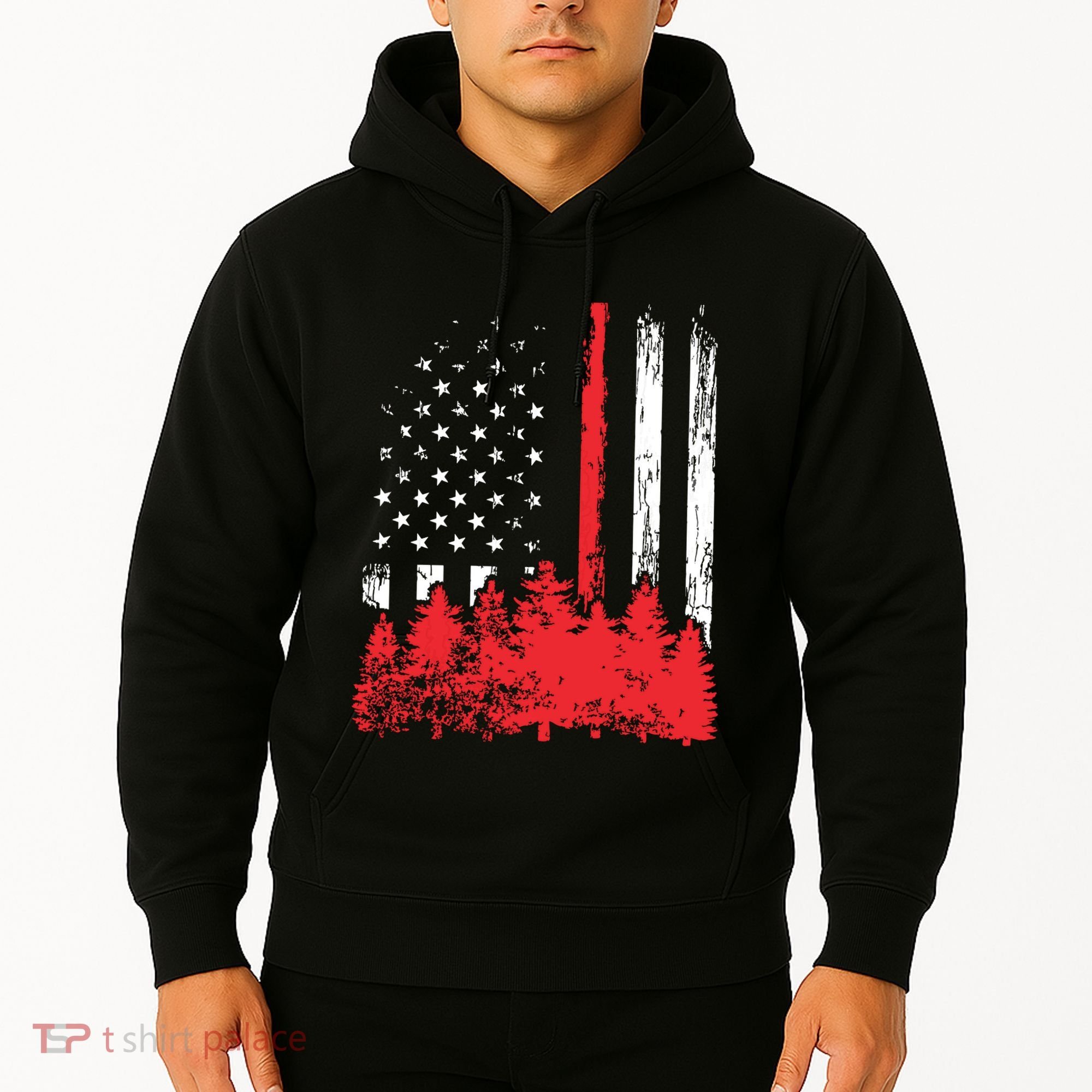 Thin Red Line American Flag Wildland Firefighter Shirts Gift Hoodie