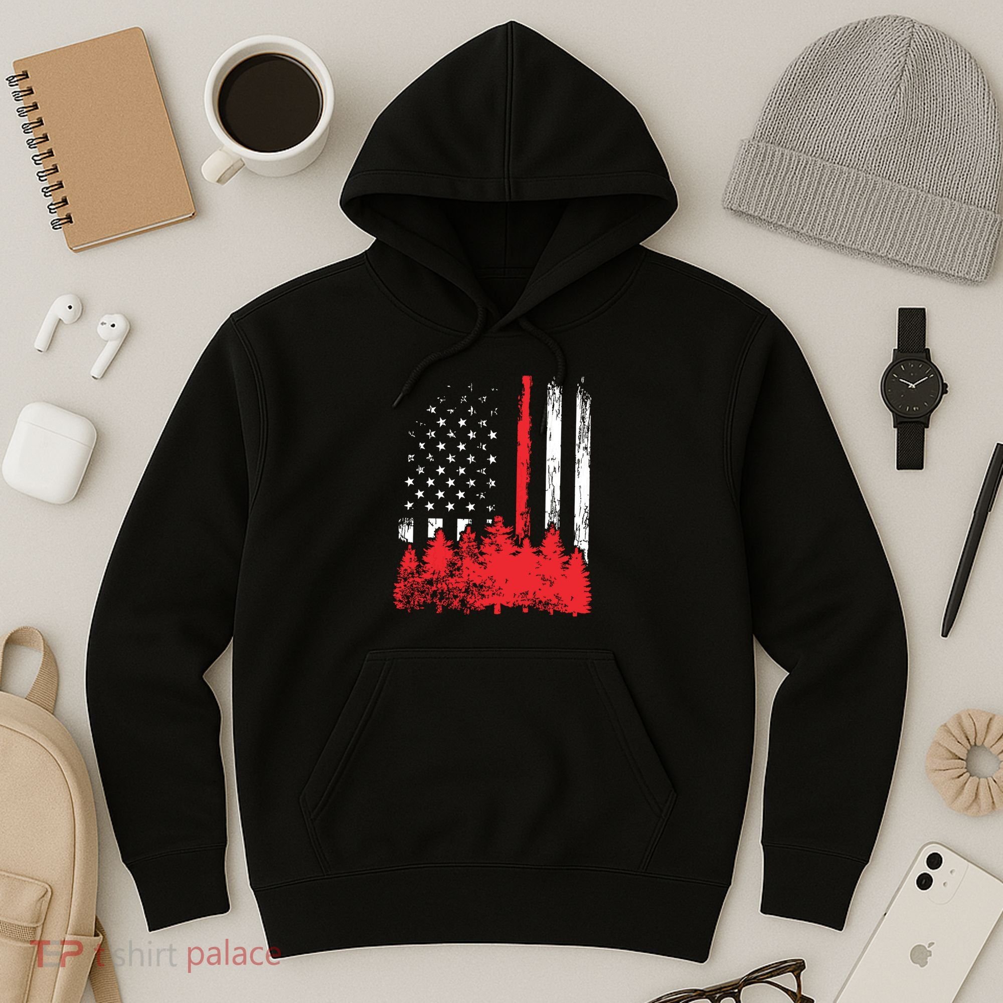 Thin Red Line American Flag Wildland Firefighter Shirts Gift Hoodie