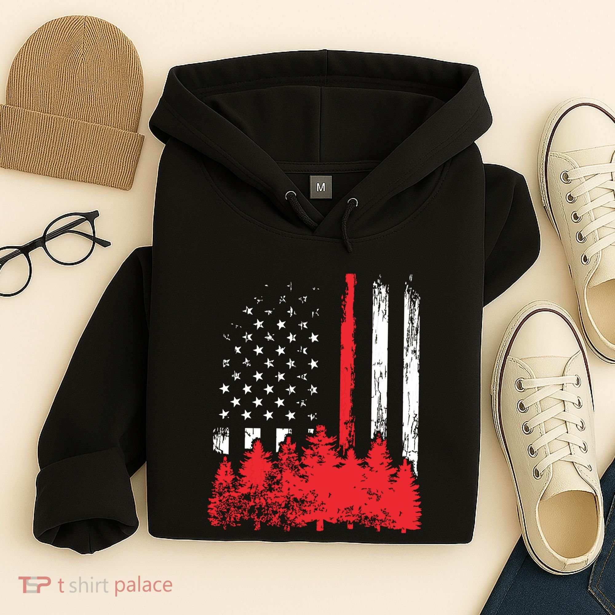 Thin Red Line American Flag Wildland Firefighter Shirts Gift Hoodie