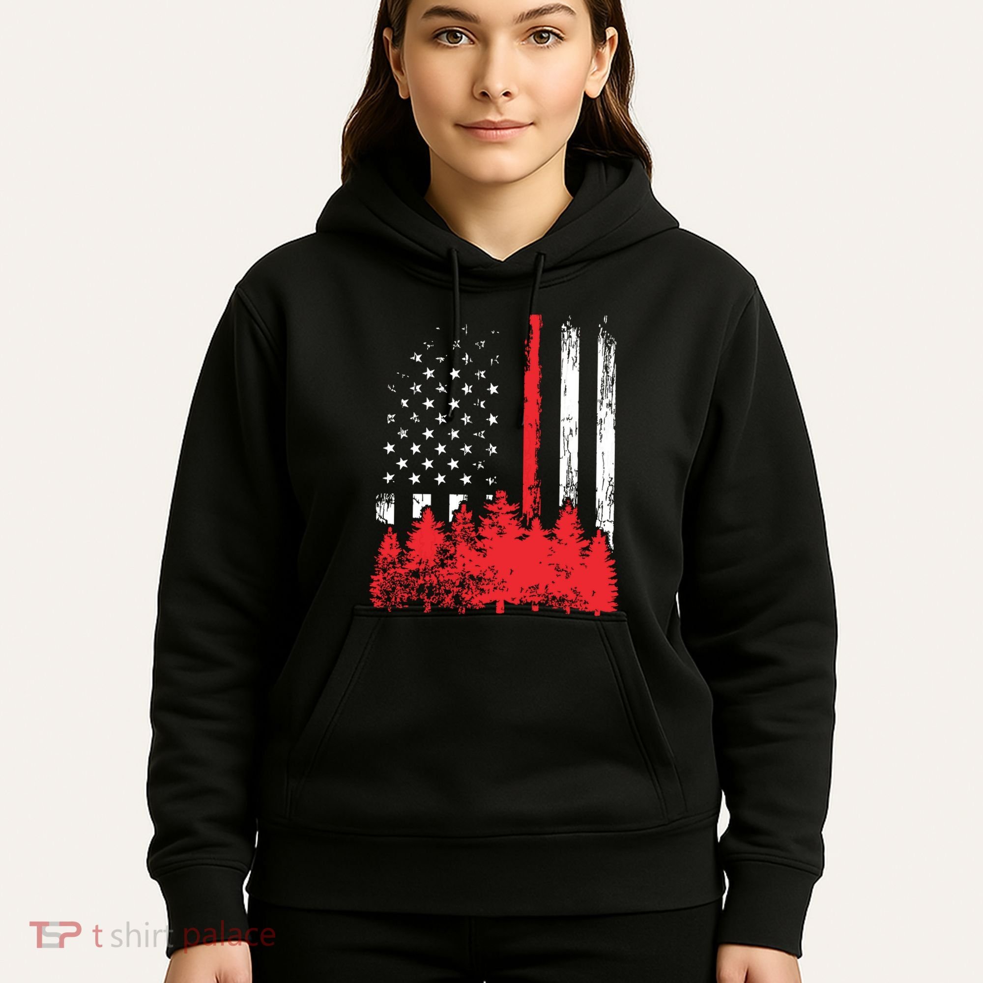 Thin Red Line American Flag Wildland Firefighter Shirts Gift Hoodie