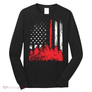 Thin Red Line American Flag Wildland Firefighter Shirts Gift Long Sleeve Shirt