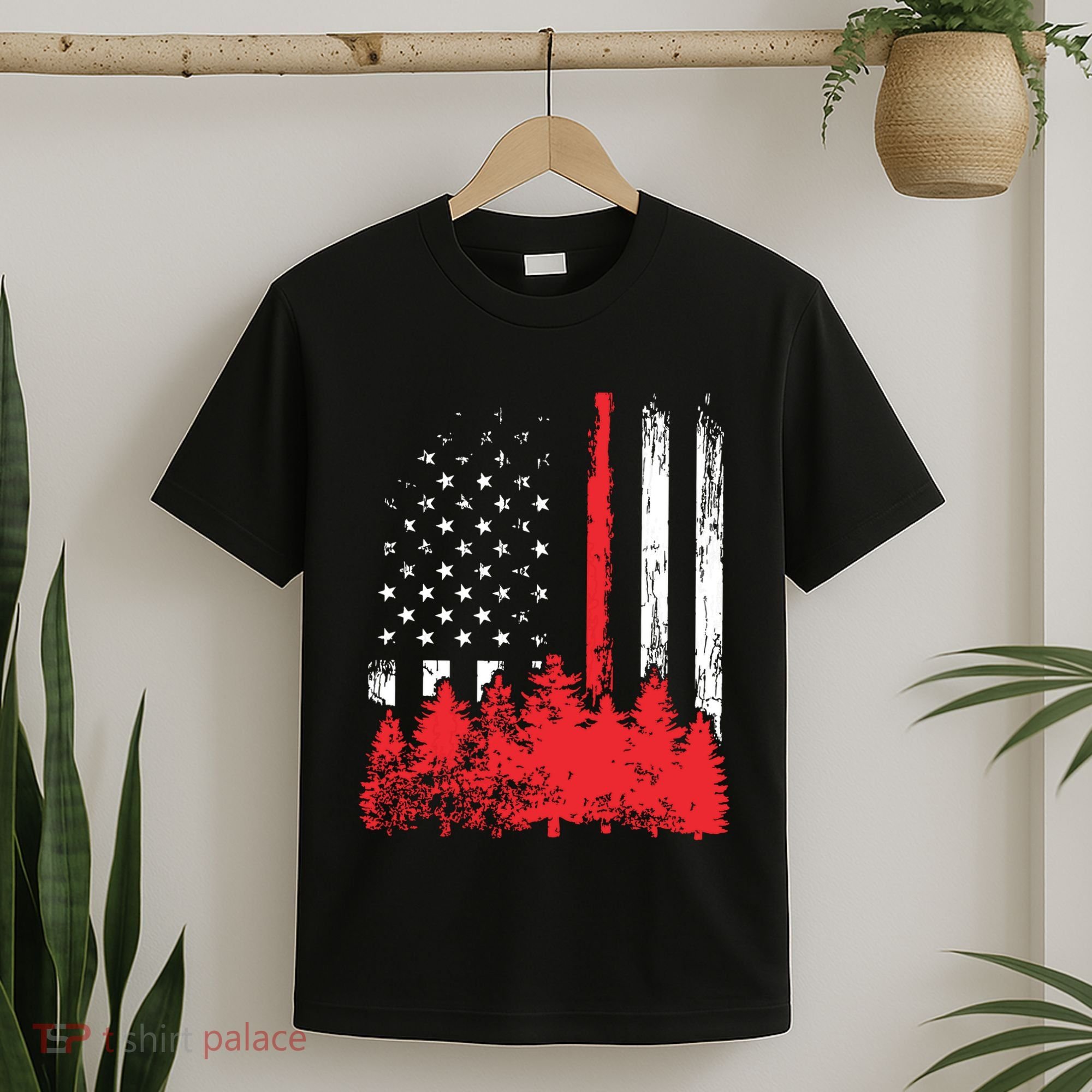 Thin Red Line American Flag Wildland Firefighter Shirts Gift T-Shirt