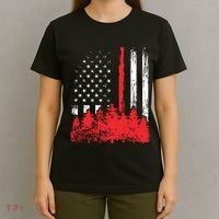 Thin Red Line American Flag Wildland Firefighter Shirts Gift T-Shirt thumb 4