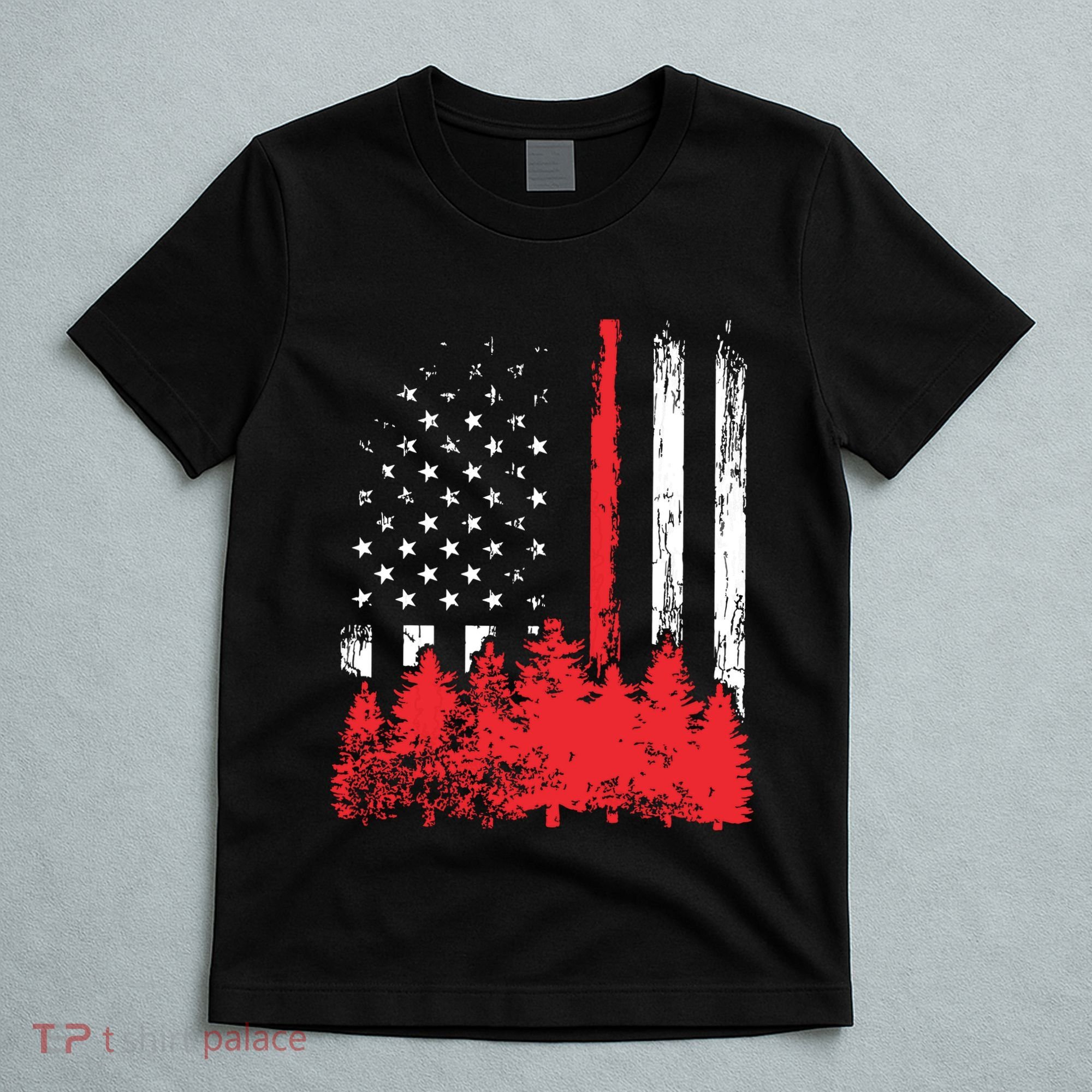 Thin Red Line American Flag Wildland Firefighter Shirts Gift T-Shirt