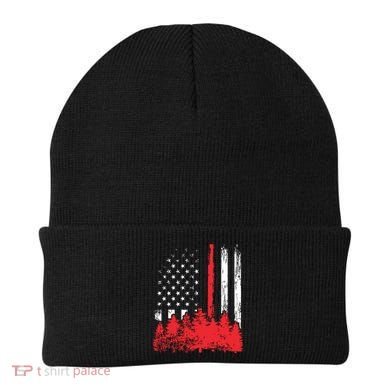 Thin Red Line American Flag Wildland Firefighter Shirts Gift Beanie