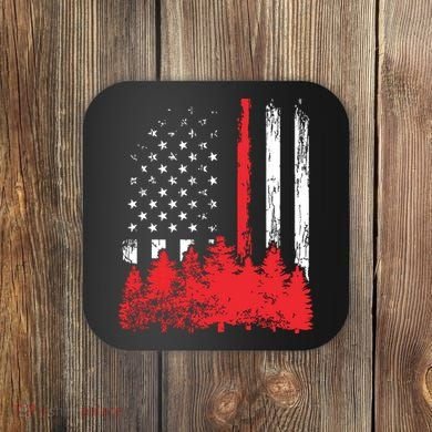 Thin Red Line American Flag Wildland Firefighter Shirts Gift Coaster