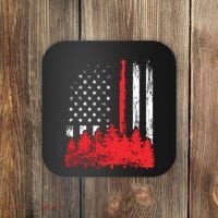 Thin Red Line American Flag Wildland Firefighter Shirts Gift Coaster thumb 0