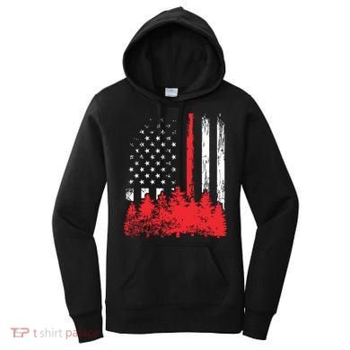 Thin Red Line American Flag Wildland Firefighter Shirts Gift Women's Hoodie