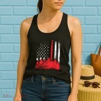 Thin Red Line American Flag Wildland Firefighter Shirts Gift Women's Tank Top thumb 2