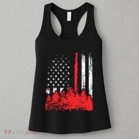 Thin Red Line American Flag Wildland Firefighter Shirts Gift Women's Tank Top thumb 3