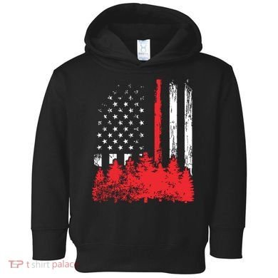 Thin Red Line American Flag Wildland Firefighter Shirts Gift Toddler Hoodie