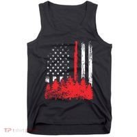 Thin Red Line American Flag Wildland Firefighter Shirts Gift Tank Top thumb 0