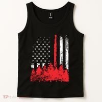 Thin Red Line American Flag Wildland Firefighter Shirts Gift Tank Top thumb 2