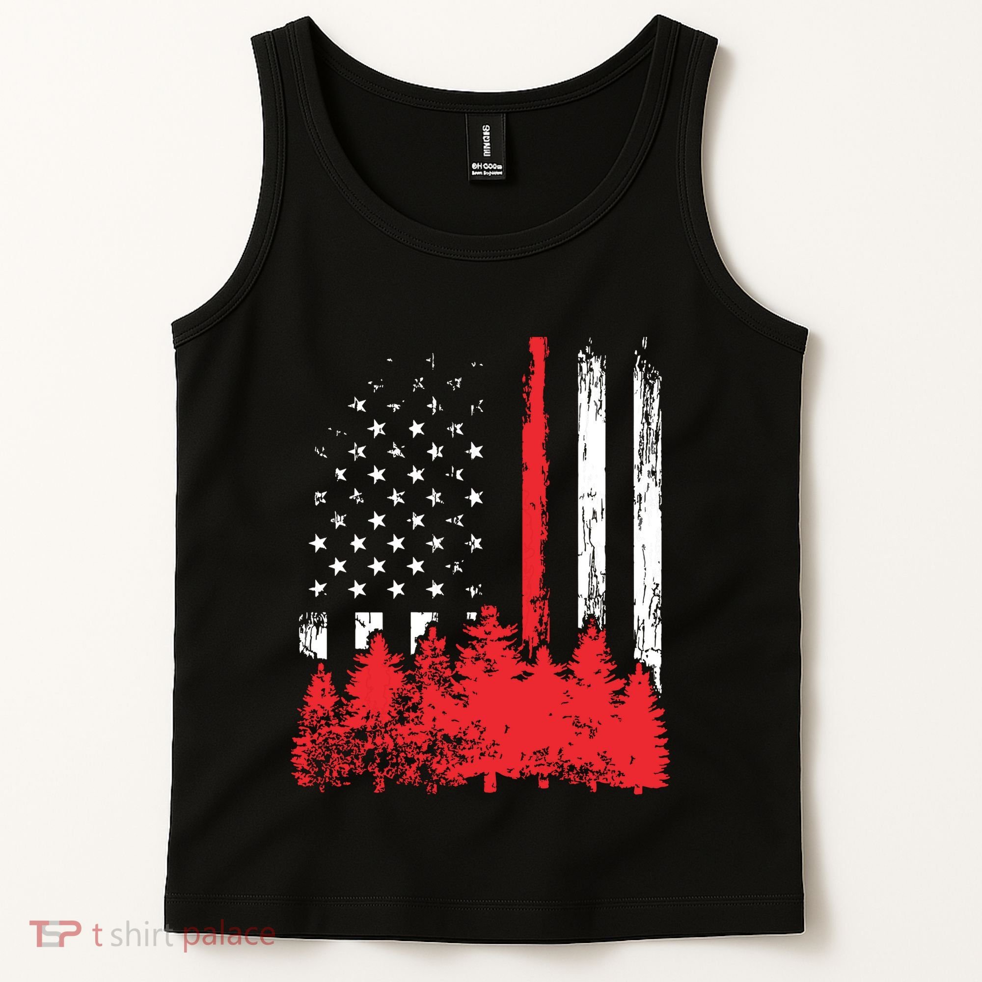 Thin Red Line American Flag Wildland Firefighter Shirts Gift Tank Top