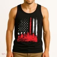 Thin Red Line American Flag Wildland Firefighter Shirts Gift Tank Top thumb 3