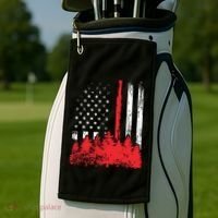 Thin Red Line American Flag Wildland Firefighter Shirts Gift Golf Towel thumb 2