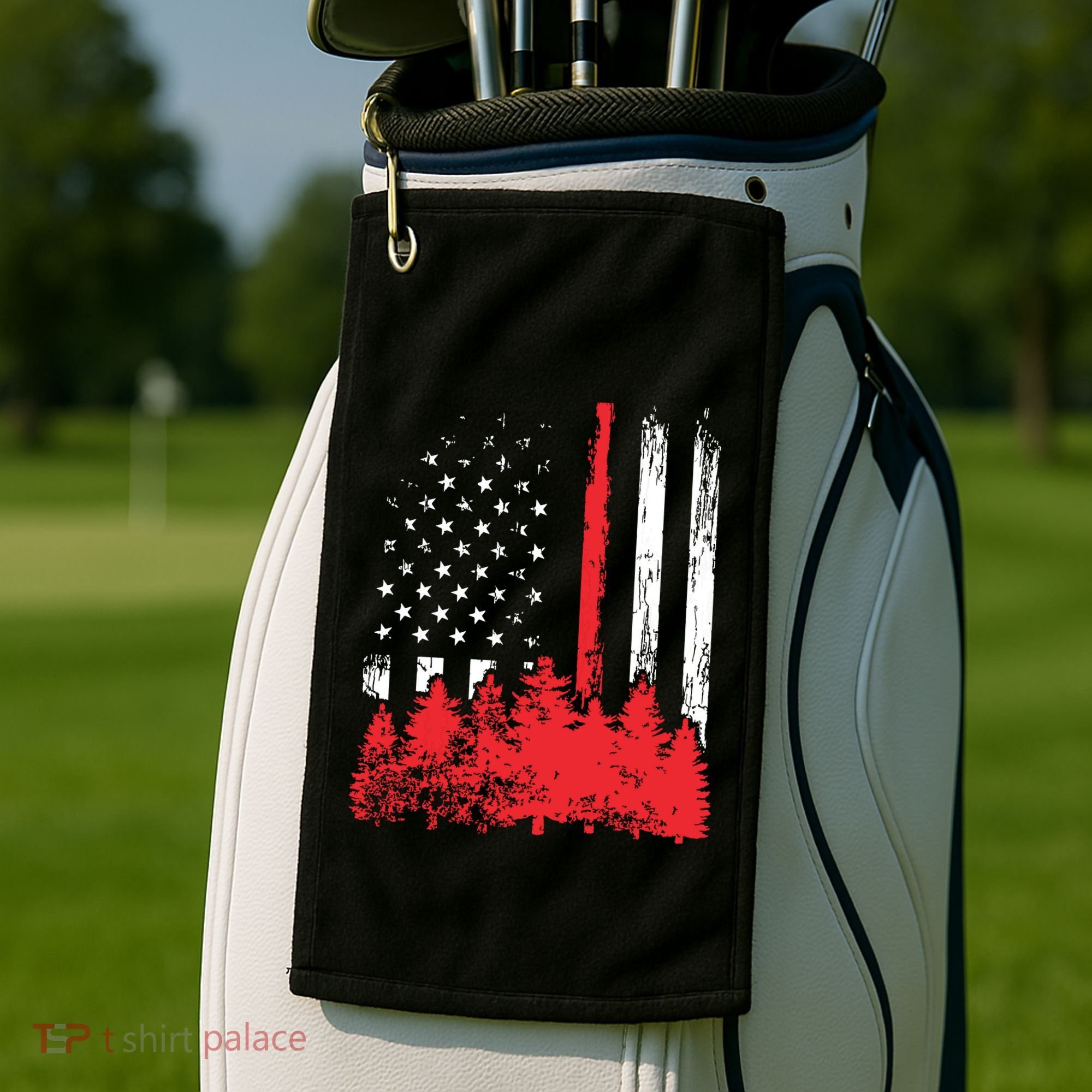Thin Red Line American Flag Wildland Firefighter Shirts Gift Golf Towel