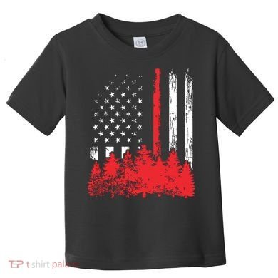 Thin Red Line American Flag Wildland Firefighter Shirts Gift Toddler T-Shirt