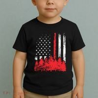 Thin Red Line American Flag Wildland Firefighter Shirts Gift Toddler T-Shirt thumb 2