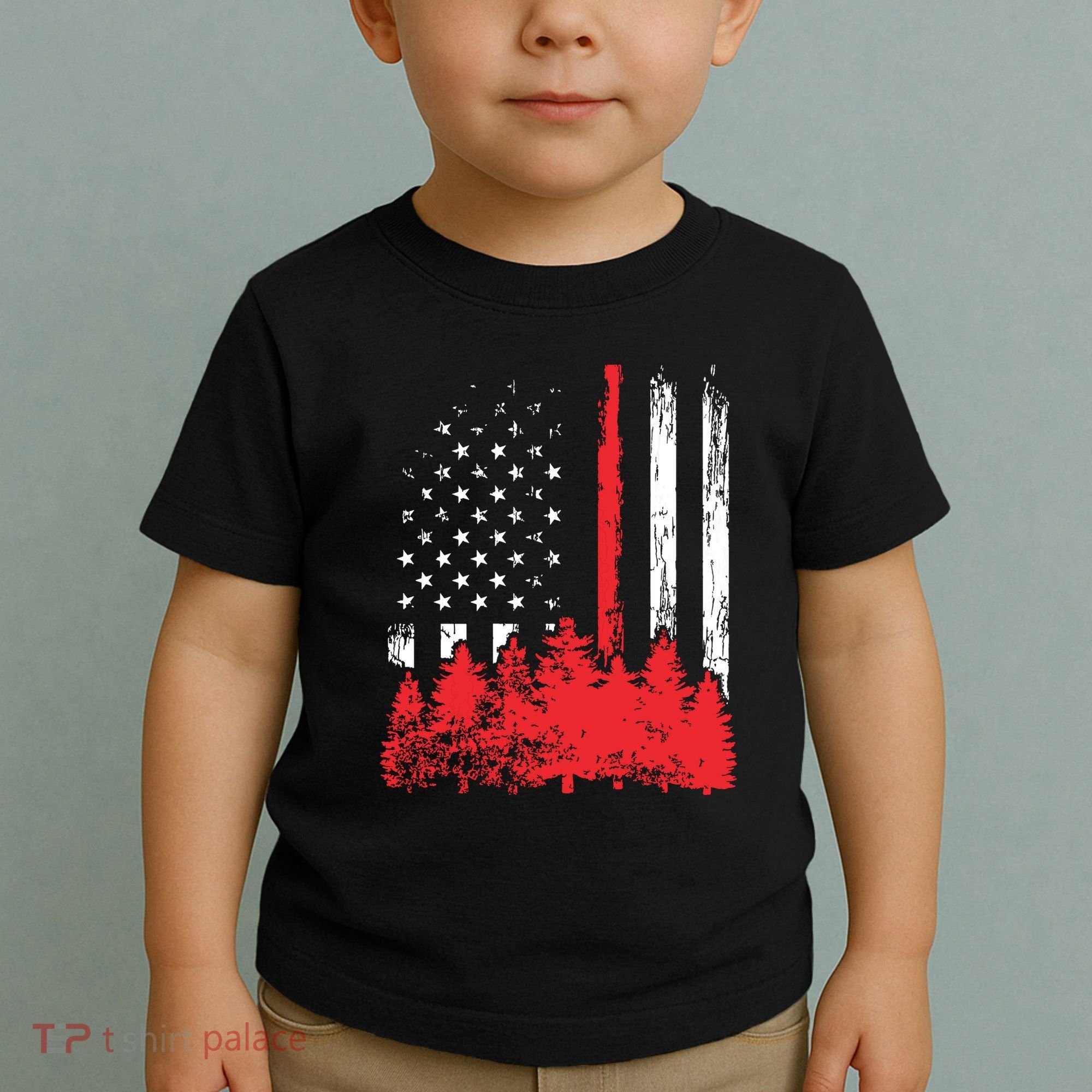 Thin Red Line American Flag Wildland Firefighter Shirts Gift Toddler T-Shirt