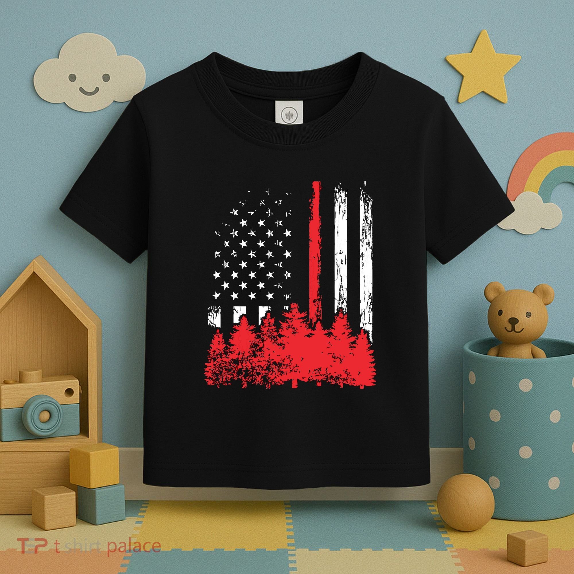 Thin Red Line American Flag Wildland Firefighter Shirts Gift Toddler T-Shirt
