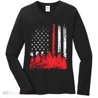 Thin Red Line American Flag Wildland Firefighter Shirts Gift Women's Long Sleeve Shirt thumb 0