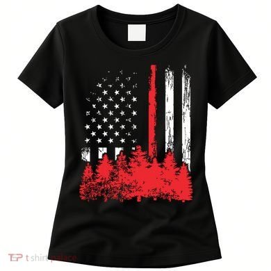 Thin Red Line American Flag Wildland Firefighter Shirts Gift Women's T-Shirt