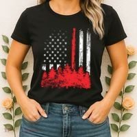 Thin Red Line American Flag Wildland Firefighter Shirts Gift Women's T-Shirt thumb 2