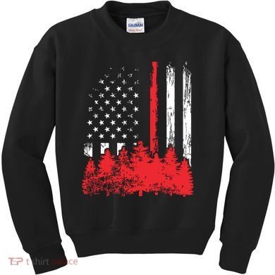 Thin Red Line American Flag Wildland Firefighter Shirts Gift Kids Sweatshirt
