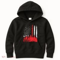 Thin Red Line American Flag Wildland Firefighter Shirts Gift Kids Hoodie thumb 0
