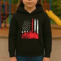 Thin Red Line American Flag Wildland Firefighter Shirts Gift Kids Hoodie thumb 3