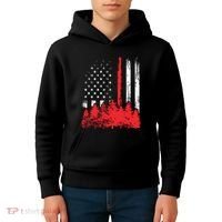 Thin Red Line American Flag Wildland Firefighter Shirts Gift Kids Hoodie thumb 4