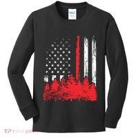 Thin Red Line American Flag Wildland Firefighter Shirts Gift Kids Long Sleeve Shirt thumb 0