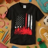 Thin Red Line American Flag Wildland Firefighter Shirts Gift Kids T-Shirt thumb 3