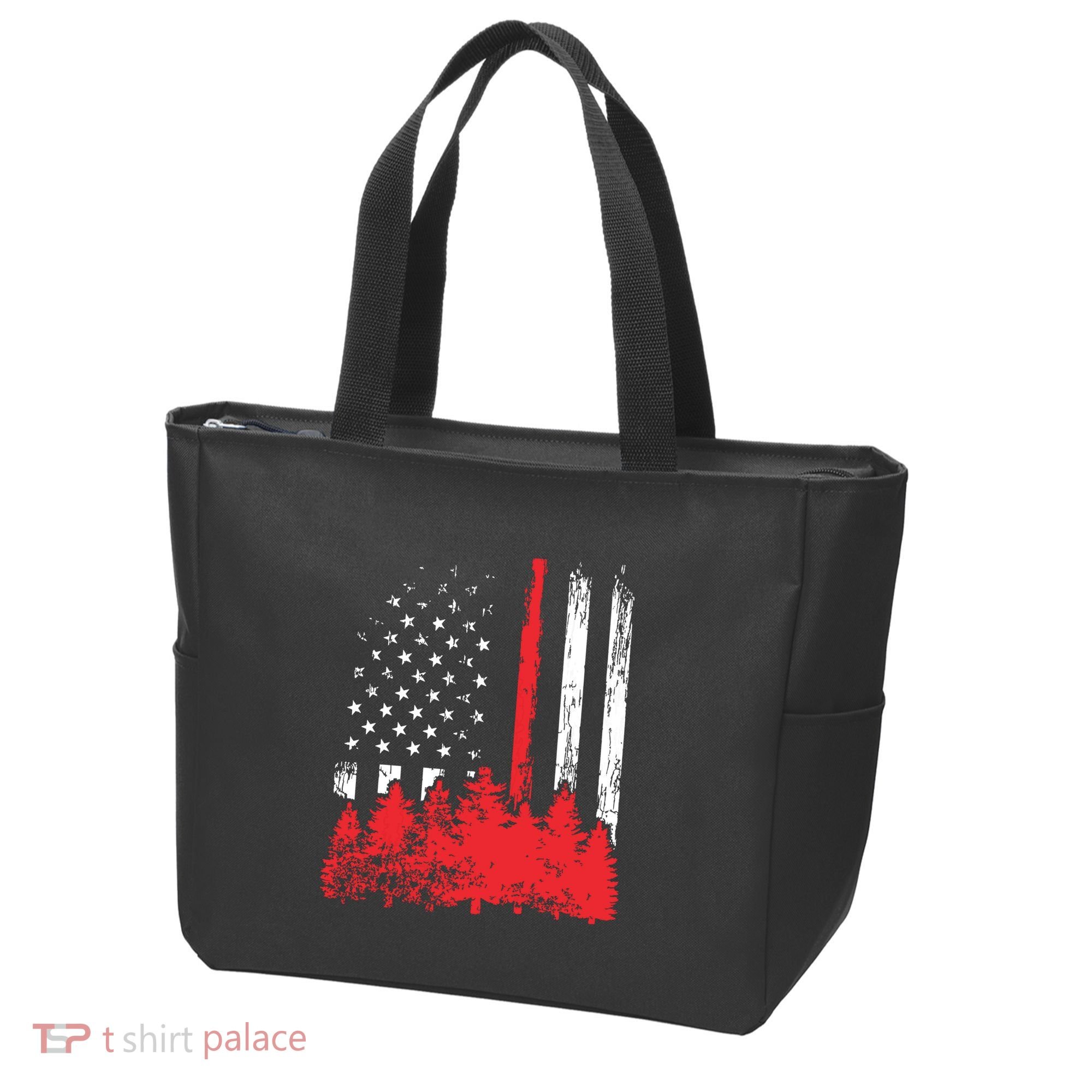 Thin Red Line American Flag Wildland Firefighter Shirts Gift Tote Bag