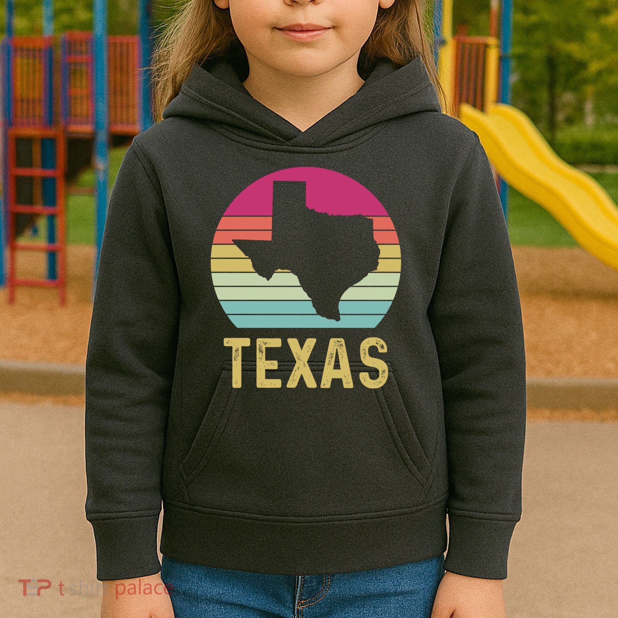 Texas Retro Logo Art Kids Hoodie