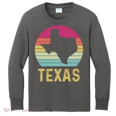 Texas Retro Logo Art Kids Long Sleeve Shirt