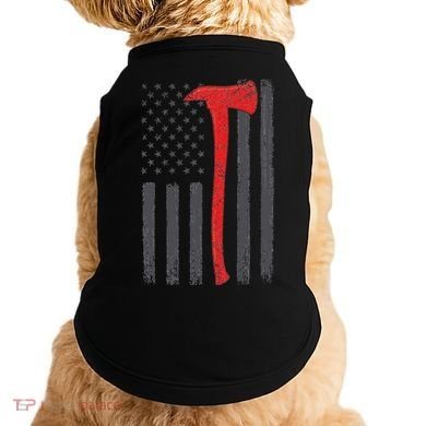 Thin Red Line Flag Firefighter Axe Vintage Fire Fighter Flag Doggie Tank