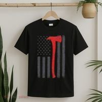 Thin Red Line Flag Firefighter Axe Vintage Fire Fighter Flag T-Shirt thumb 2