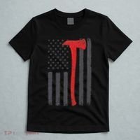 Thin Red Line Flag Firefighter Axe Vintage Fire Fighter Flag T-Shirt thumb 5