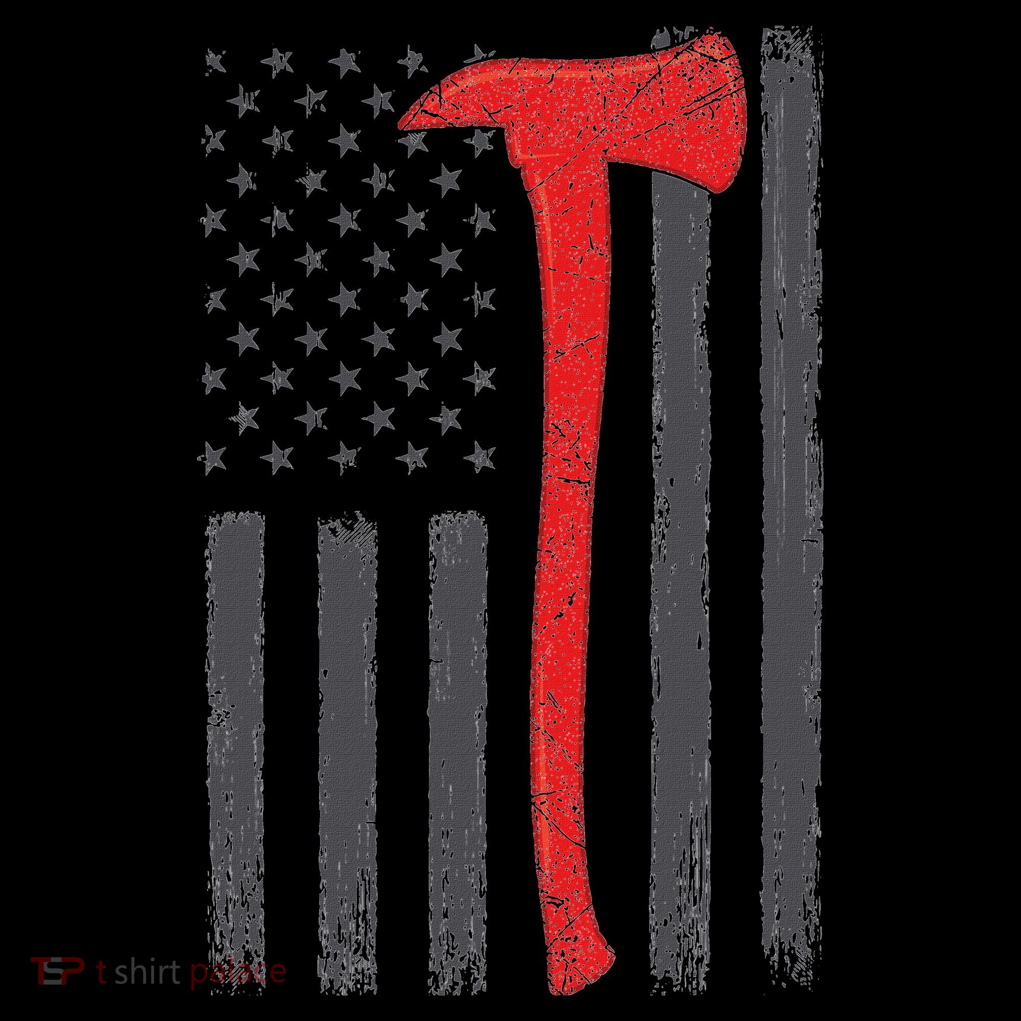 Thin Red Line Flag Firefighter Axe Vintage Fire Fighter Flag T-Shirt