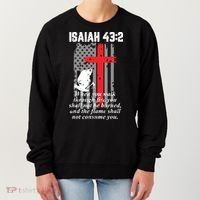 Thin Red Line Firefighter Cross Bible Verse American Flag Women's Sweatshirt thumb 0