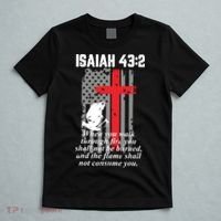 Thin Red Line Firefighter Cross Bible Verse American Flag T-Shirt thumb 5