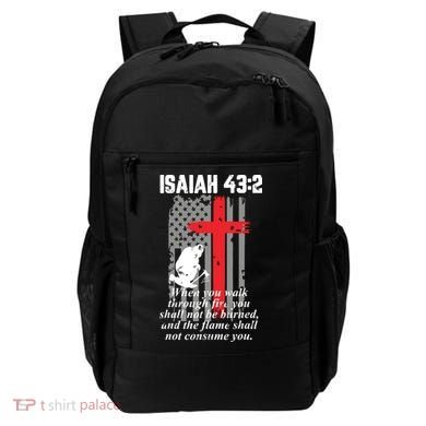 Thin Red Line Firefighter Cross Bible Verse American Flag Backpack
