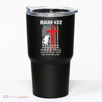 Thin Red Line Firefighter Cross Bible Verse American Flag Tumbler thumb 0