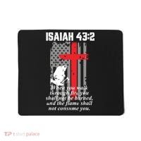 Thin Red Line Firefighter Cross Bible Verse American Flag Mousepad thumb 0