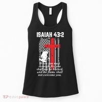 Thin Red Line Firefighter Cross Bible Verse American Flag Women's Tank Top thumb 0